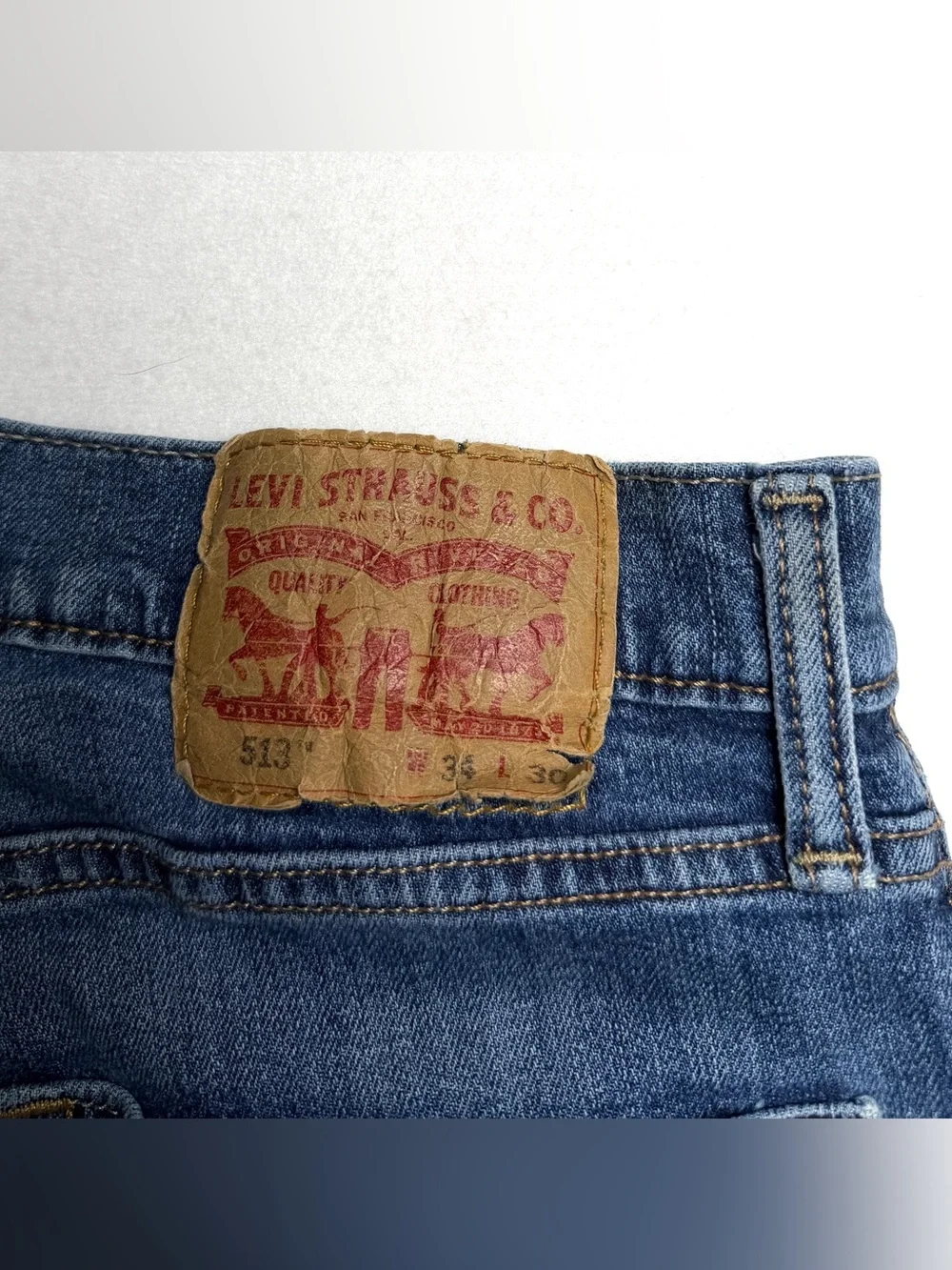 Levi's Men 513 Slim Straight Med-Dark Wash Actual Size 33 x 28 READ DESCRIPTION